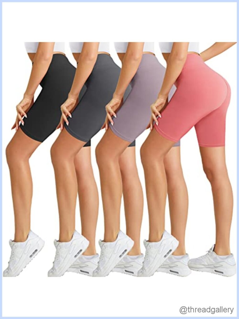 High Waist Biker Shorts 8" Tummy Control Yoga Workout Shorts 4 Pack